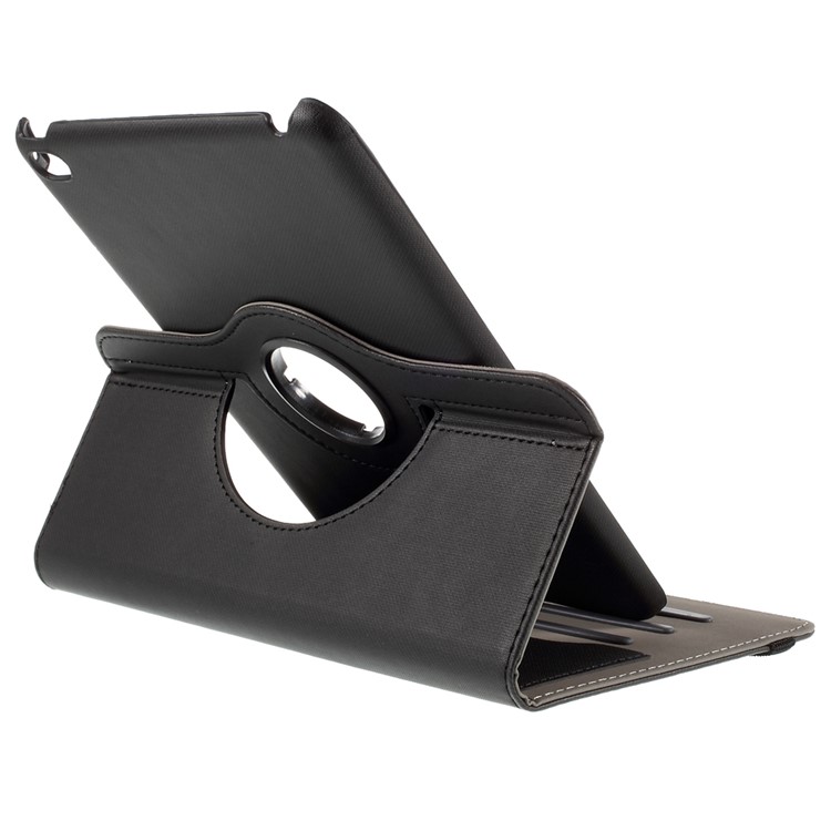 Cloth Skin Smart Leather Case with Swivel Stand for iPad Mini 4 - Black-8