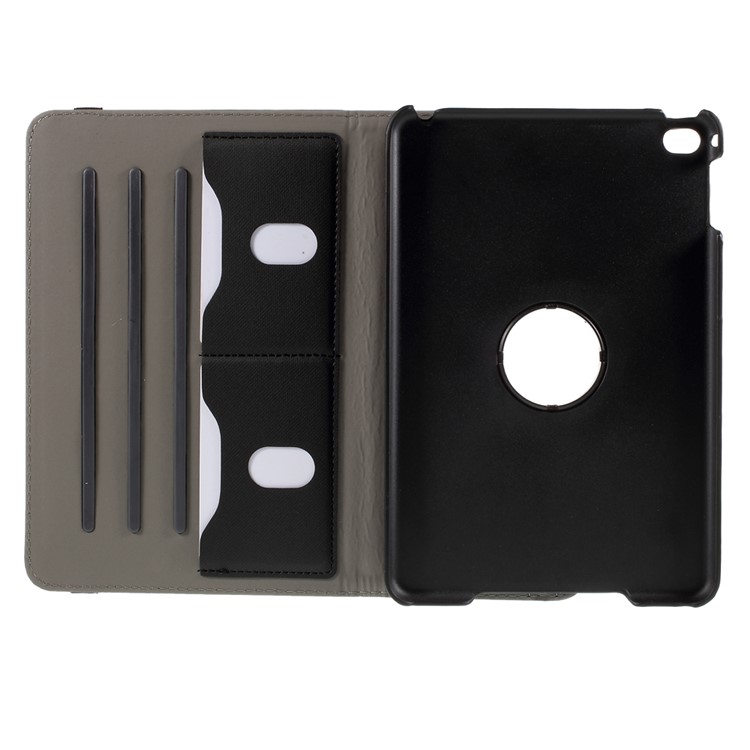 Cloth Skin Smart Leather Case with Swivel Stand for iPad Mini 4 - Black-9