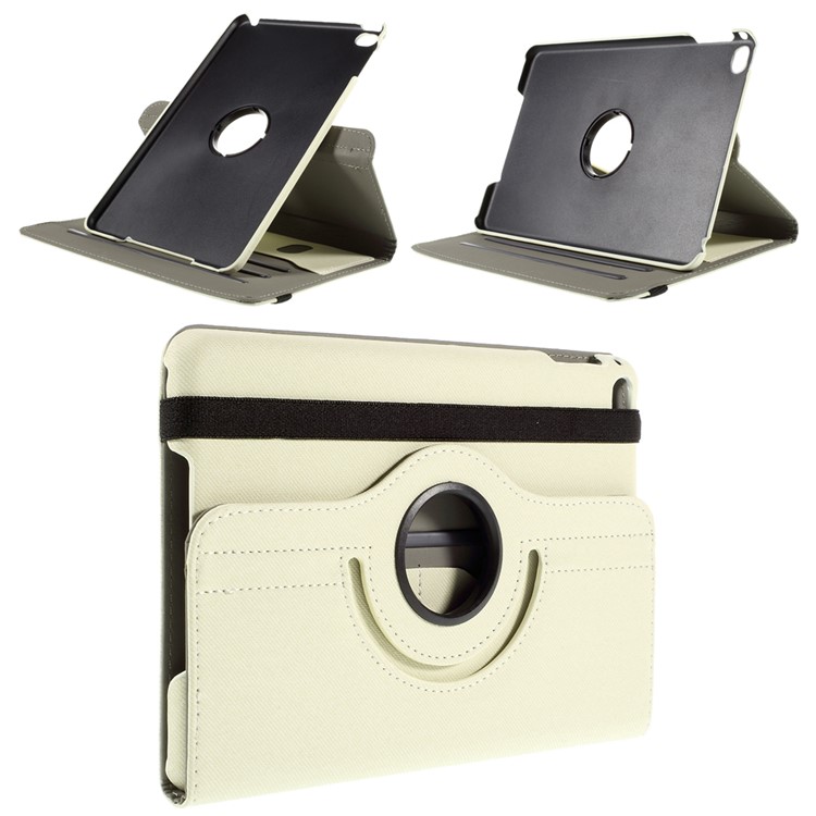 Cloth Skin Leather Cover with Swivel Stand for iPad Mini 4 - White-1