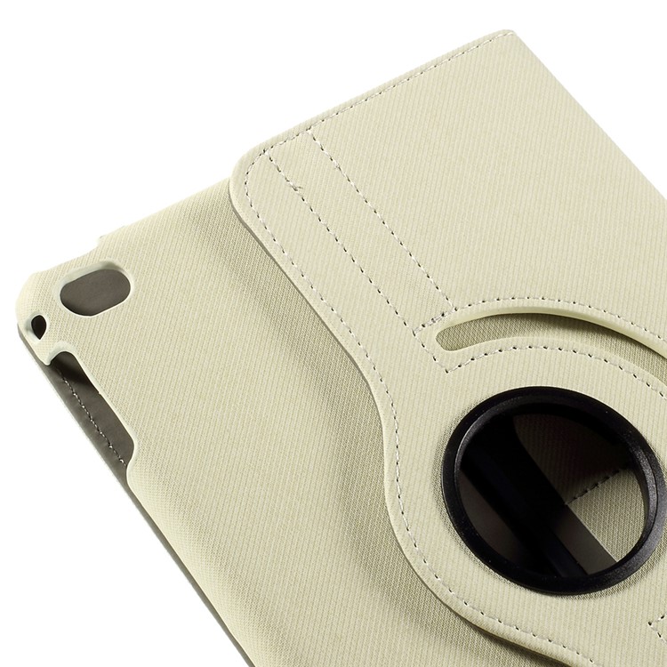 Cloth Skin Leather Cover with Swivel Stand for iPad Mini 4 - White-12