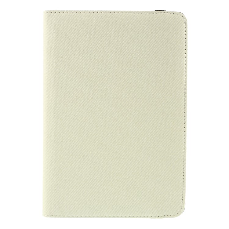 Cloth Skin Leather Cover with Swivel Stand for iPad Mini 4 - White-2