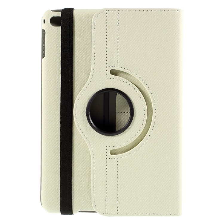 Cloth Skin Leather Cover with Swivel Stand for iPad Mini 4 - White-3