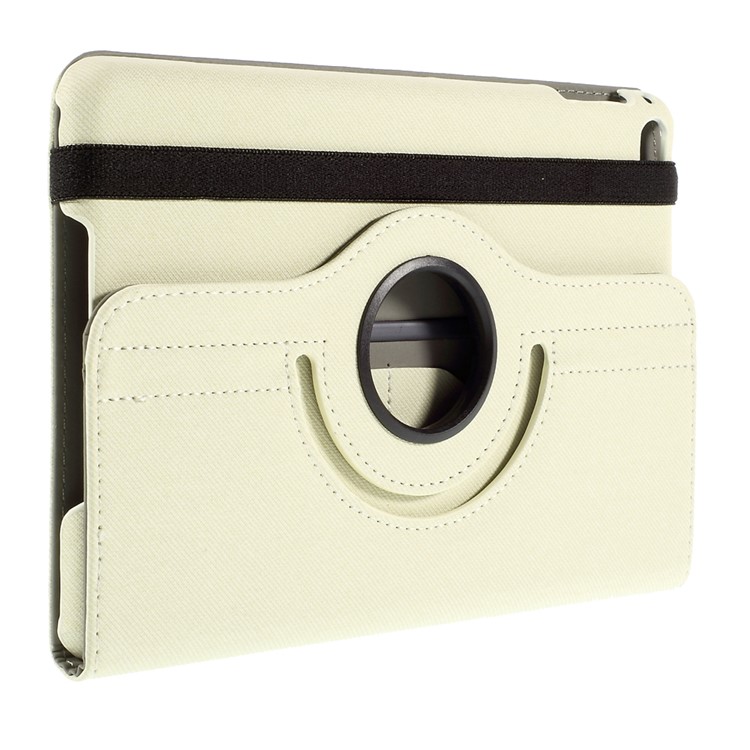 Cloth Skin Leather Cover with Swivel Stand for iPad Mini 4 - White-4