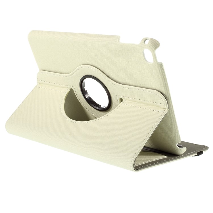 Cloth Skin Leather Cover with Swivel Stand for iPad Mini 4 - White-6