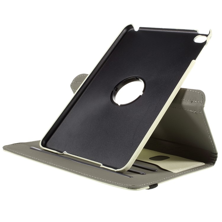 Cloth Skin Leather Cover with Swivel Stand for iPad Mini 4 - White-7