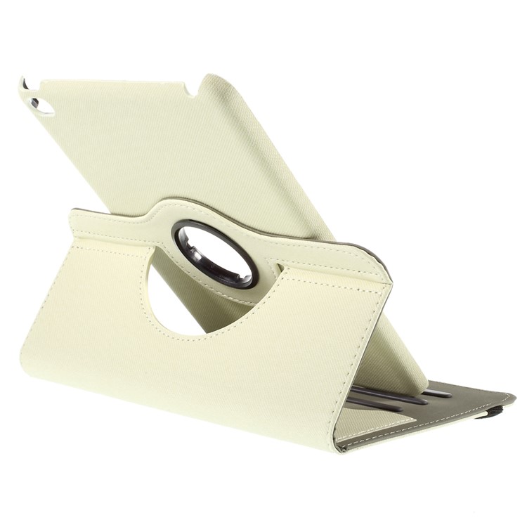 Cloth Skin Leather Cover with Swivel Stand for iPad Mini 4 - White-8