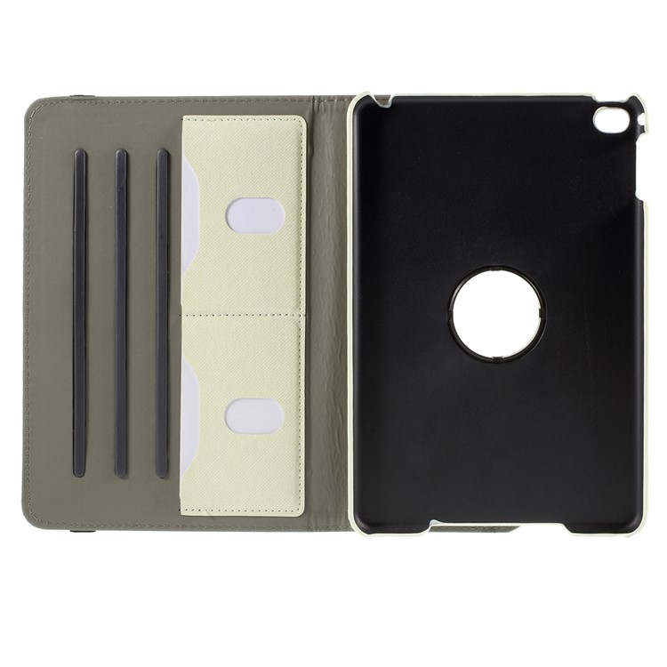 Cloth Skin Leather Cover with Swivel Stand for iPad Mini 4 - White-9