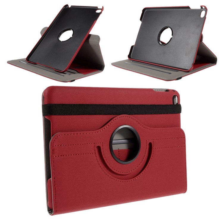 Cloth Skin Rotary Stand Leather Cover for iPad Mini 4 - Red-1