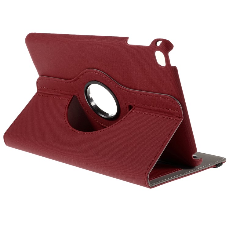 Cloth Skin Rotary Stand Leather Cover for iPad Mini 4 - Red-6