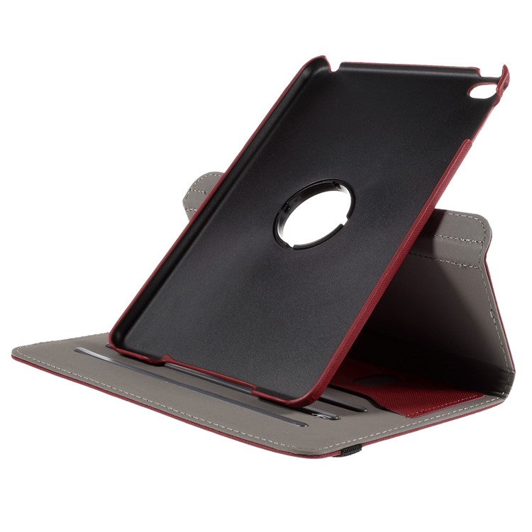 Cloth Skin Rotary Stand Leather Cover for iPad Mini 4 - Red-7