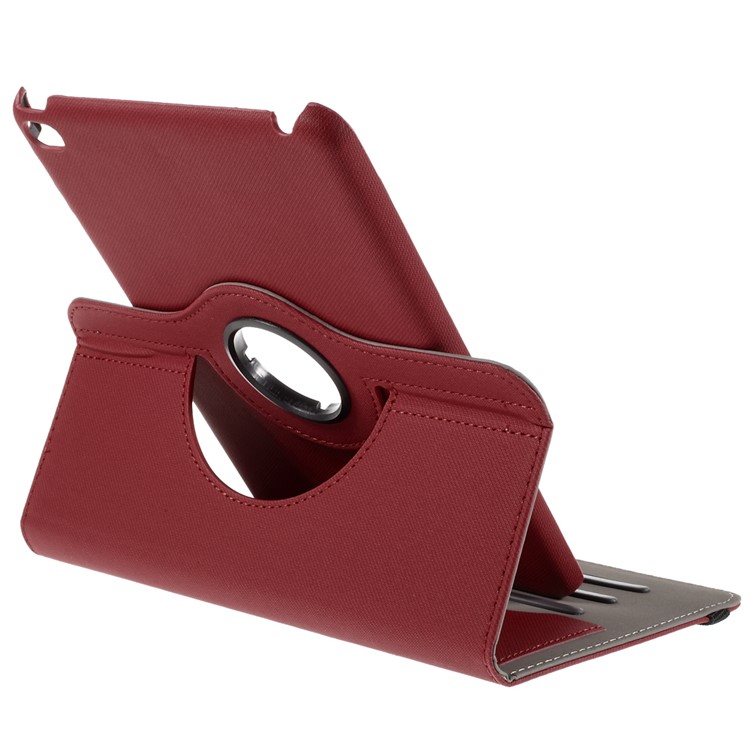 Cloth Skin Rotary Stand Leather Cover for iPad Mini 4 - Red-8