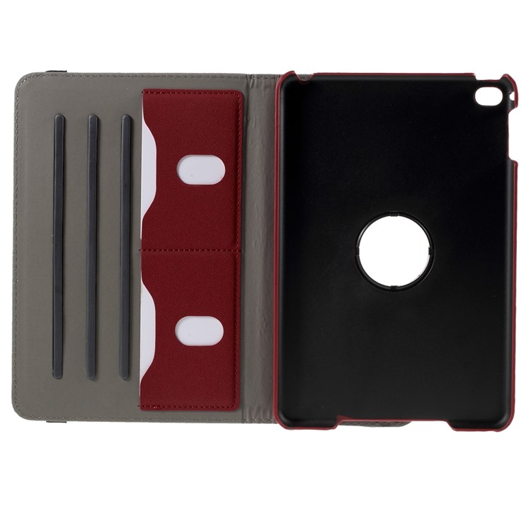 Cloth Skin Rotary Stand Leather Cover for iPad Mini 4 - Red-9