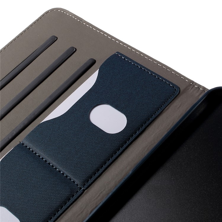 Cloth Skin Card Holder Leather Cover with Swivel Stand for iPad Mini 4 - Dark Blue-10