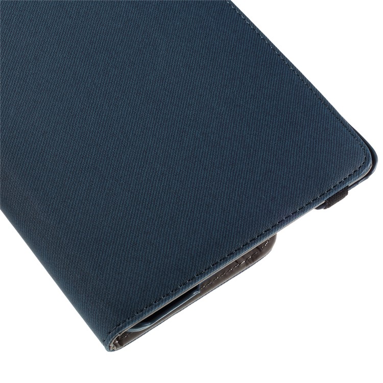 Cloth Skin Card Holder Leather Cover with Swivel Stand for iPad Mini 4 - Dark Blue-11