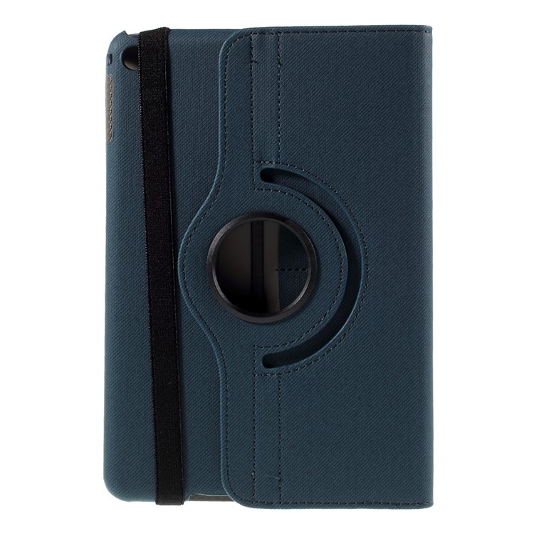 Cloth Skin Card Holder Leather Cover with Swivel Stand for iPad Mini 4 - Dark Blue-3