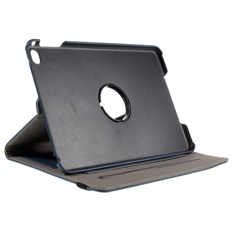 Cloth Skin Card Holder Leather Cover with Swivel Stand for iPad Mini 4 - Dark Blue-5