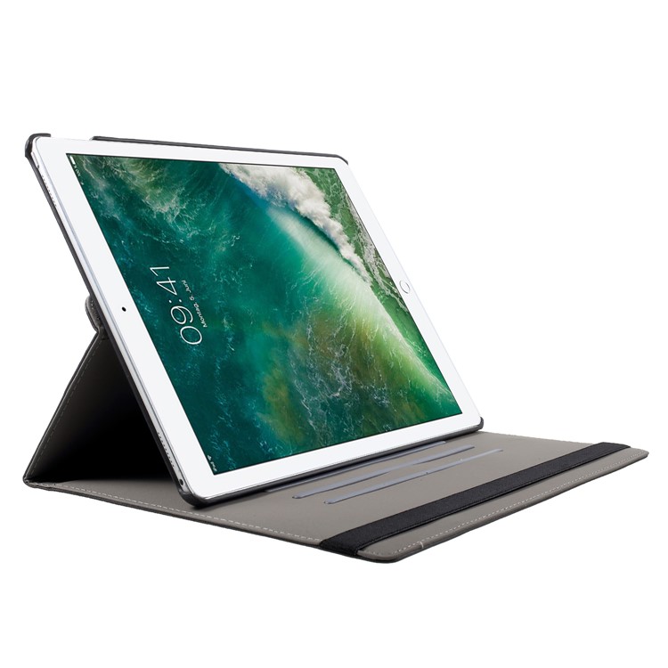 Cloth Skin Rotary Stand Smart Leather Case for iPad Pro 12.9 inch - Black-7