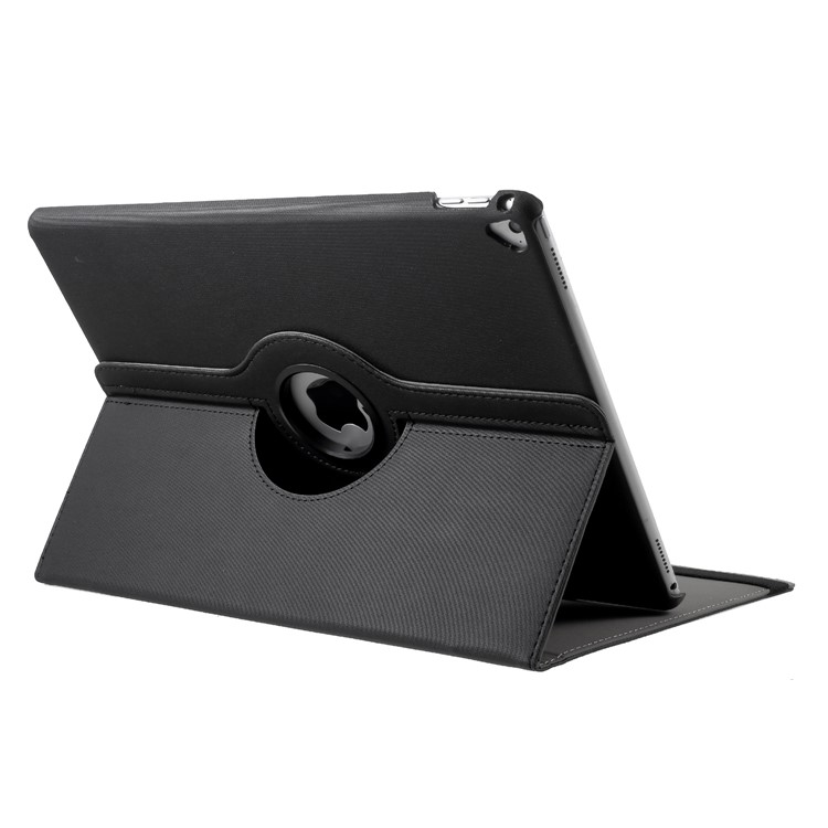Cloth Skin Rotary Stand Smart Leather Case for iPad Pro 12.9 inch - Black-9