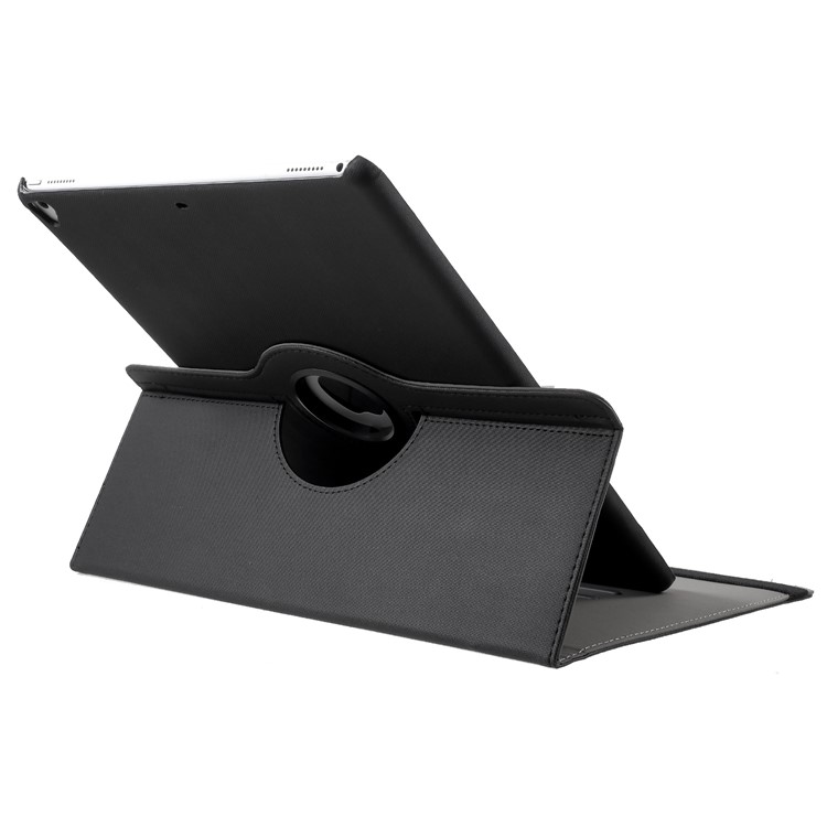 Cloth Skin Rotary Stand Smart Leather Case for iPad Pro 12.9 inch - Black-11