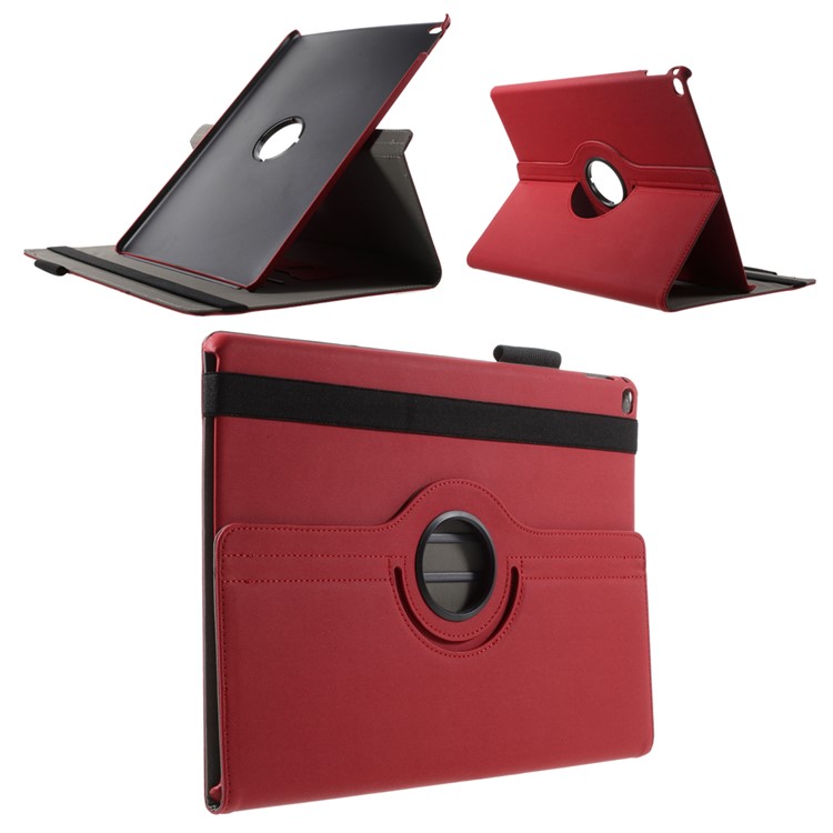 Cloth Skin Rotary Stand Smart Leather Cover for iPad Pro 12.9 inch - Red-1