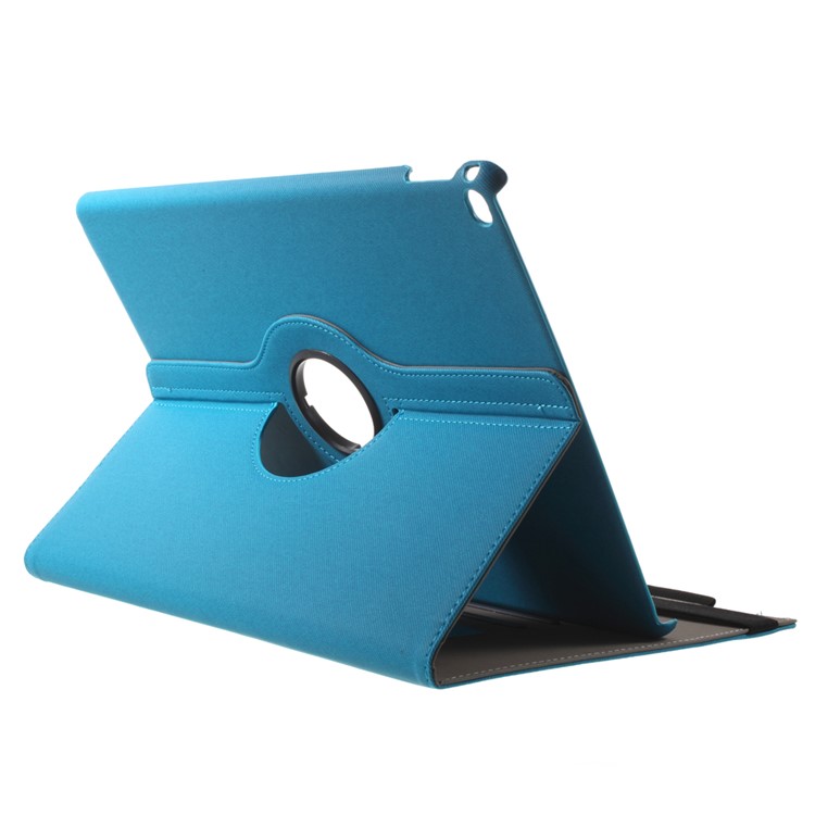 Cloth Skin Smart Leather Protective Case for iPad Pro 12.9 inch with Swivel Stand - Baby Blue-4