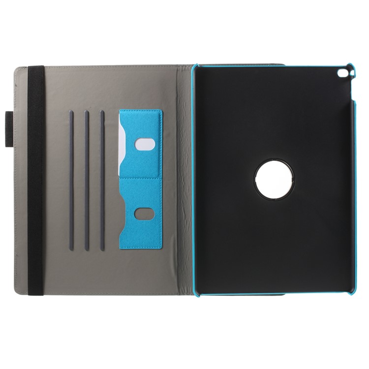 Cloth Skin Smart Leather Protective Case for iPad Pro 12.9 inch with Swivel Stand - Baby Blue-6