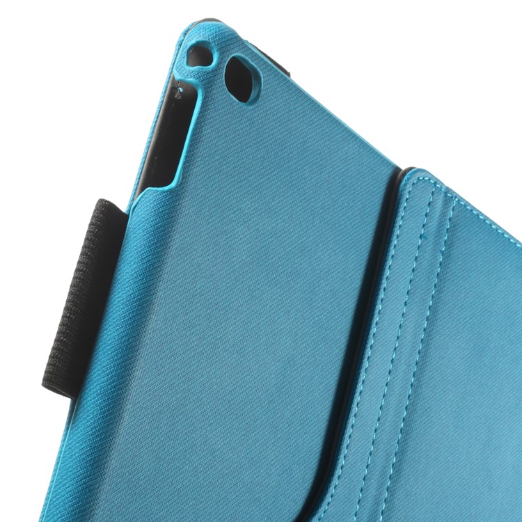 Cloth Skin Smart Leather Protective Case for iPad Pro 12.9 inch with Swivel Stand - Baby Blue-9