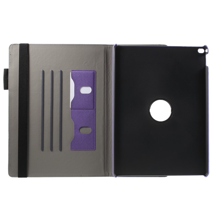 Cloth Skin Rotary Stand Smart Leather Cover Shell for iPad Pro 12.9 inch - Purple-6