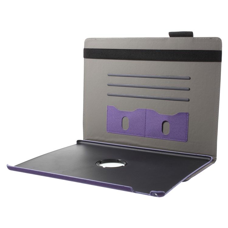 Cloth Skin Rotary Stand Smart Leather Cover Shell for iPad Pro 12.9 inch - Purple-7