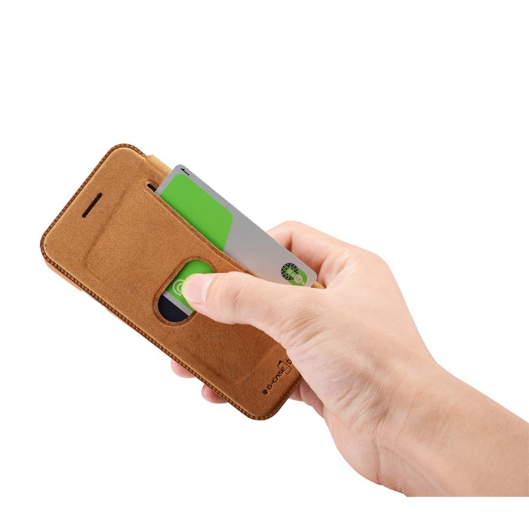 G-CASE Série De Negócios Para Iphone 6s 6 Capa De Couro Titular Da Placa De Capa - Castanho-4