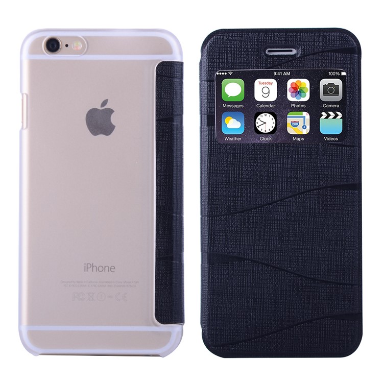KINGBAR Elegant View Window Leather Case for iPhone 6s / 6 4.7 inch - Black-2