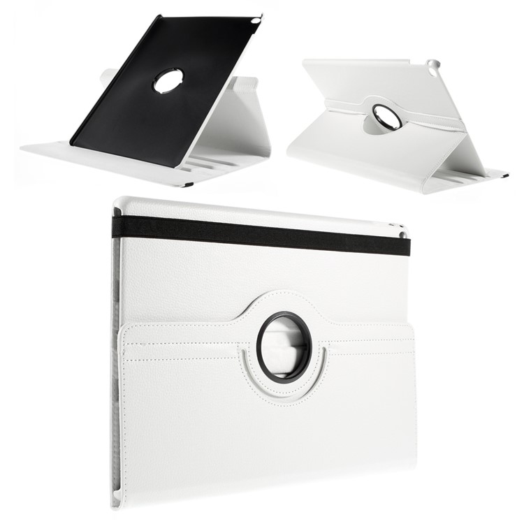 Full Rotary Stand Lychee Smart Leather Case Cover for iPad Pro 12.9 inch - White-1