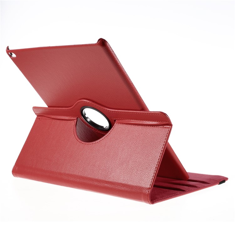 For iPad Pro 12.9 inch Full Rotary Stand Lychee Leather Smart Case - Red-7