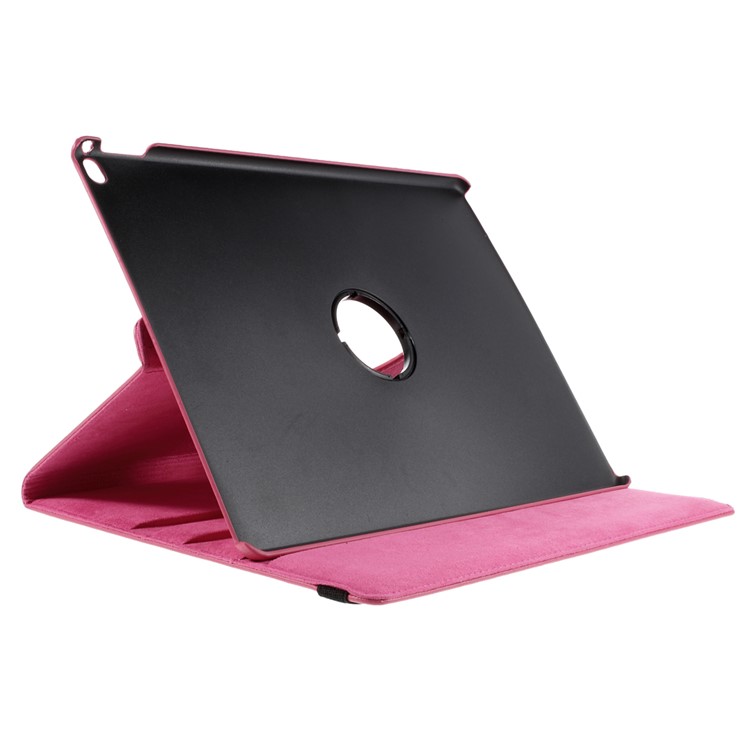 For iPad Pro 12.9 inch 360 Rotating Stand Lychee Leather Smart Cover - Rose-4