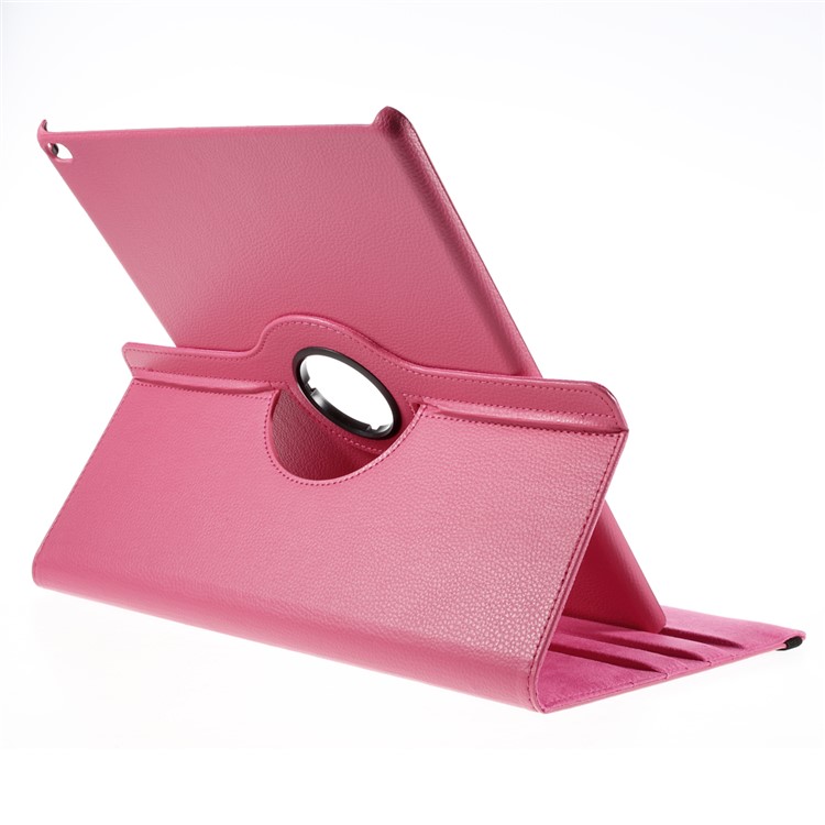 For iPad Pro 12.9 inch 360 Rotating Stand Lychee Leather Smart Cover - Rose-7
