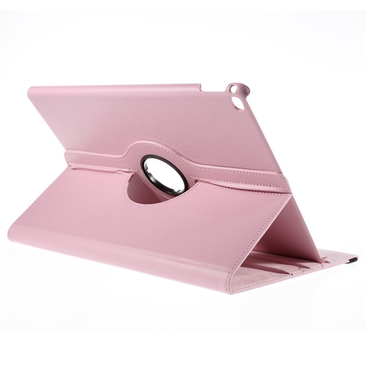 For iPad Pro 12.9 inch 360 Rotating Stand Lychee Smart Leather Case Accessory - Pink-5