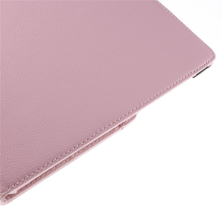 For iPad Pro 12.9 inch 360 Rotating Stand Lychee Smart Leather Case Accessory - Pink-8