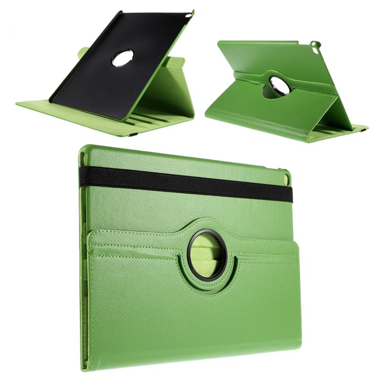 360 Degree Rotating Stand Lychee Leather Smart Case for iPad Pro 12.9 inch - Green-1