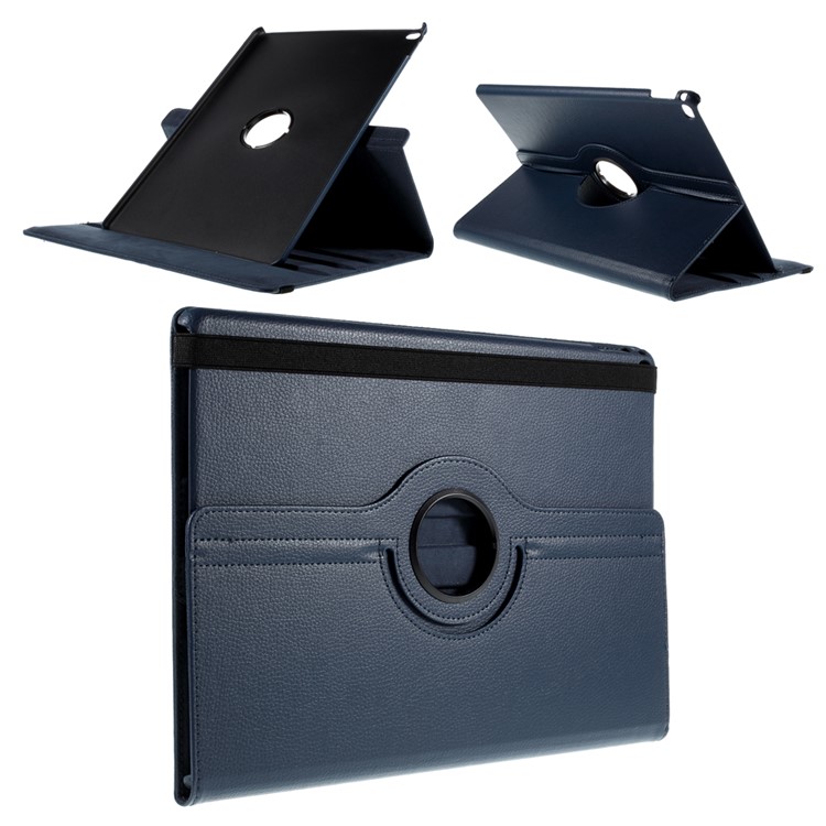 For iPad Pro 12.9 inch 360-Rotation Lychee Smart Leather Stand Case - Dark Blue-1