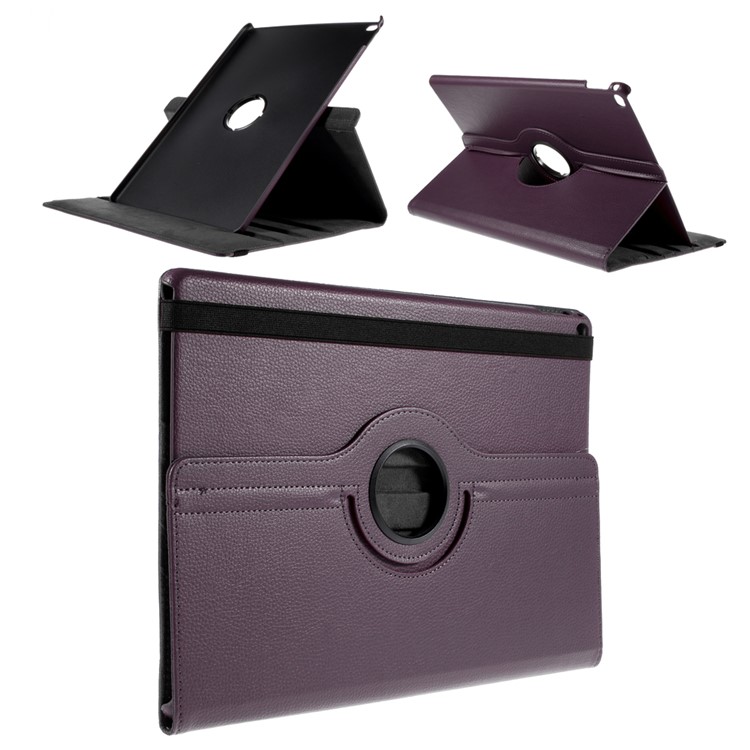 360-Rotation Stand Lychee Smart Leather Tablet Cover for iPad Pro 12.9 inch - Purple-1