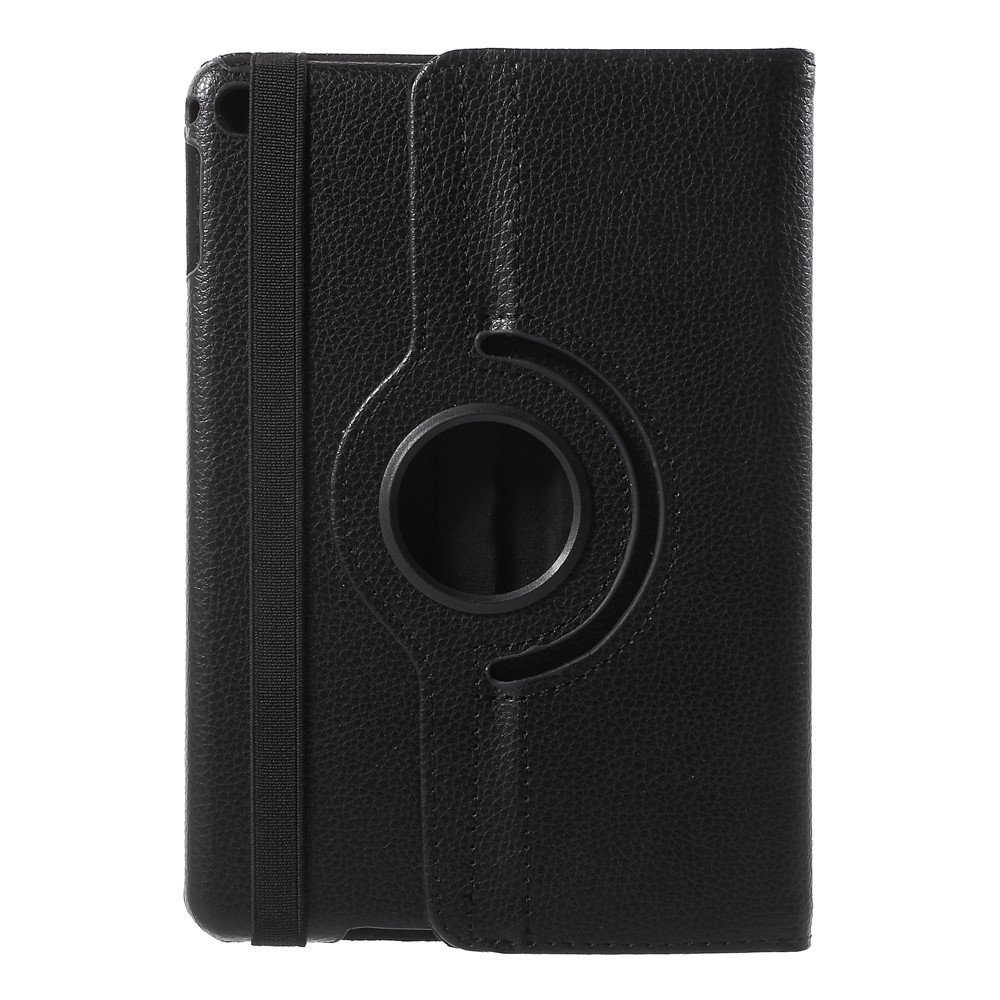 Para iPad mini 4 Lychee 360-rotação couro capa caso de suporte - preto-3