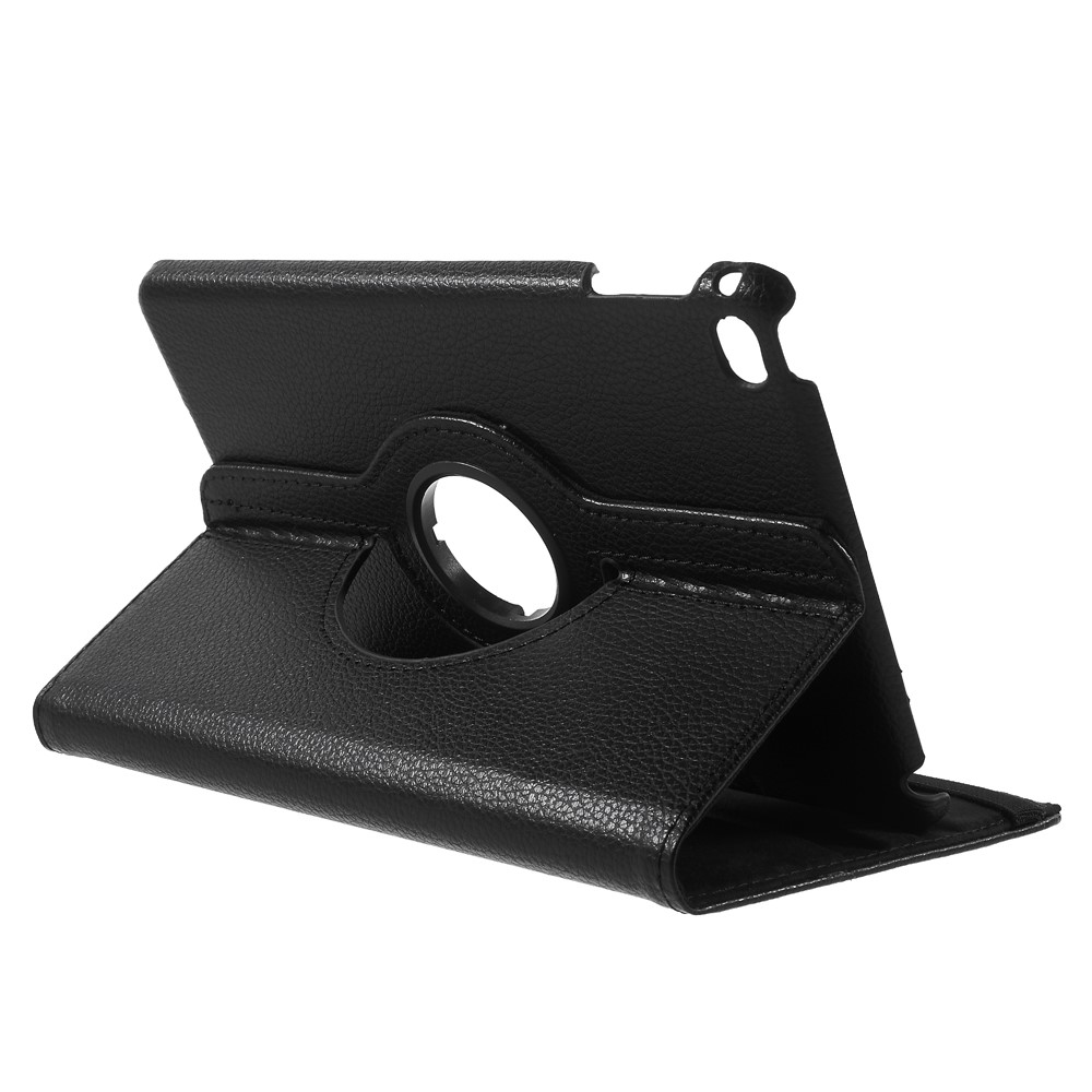 Para iPad mini 4 Lychee 360-rotação couro capa caso de suporte - preto-4