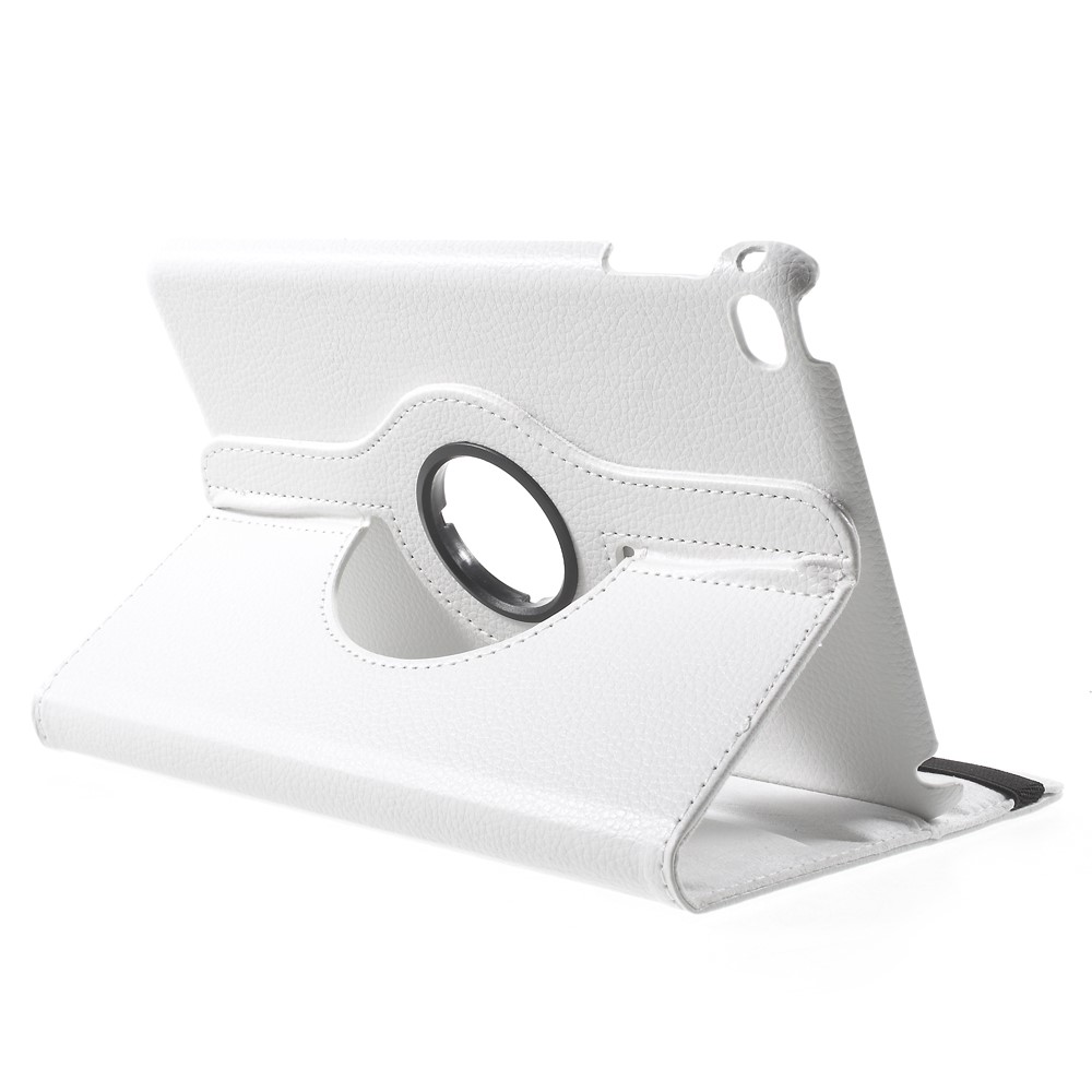 For iPad mini 4 Lychee 360-Rotation Stand Leather Tablet Case - White-4