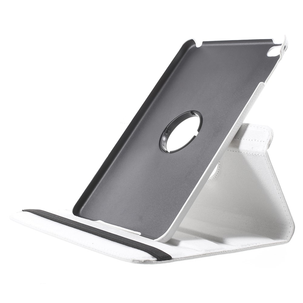 For iPad mini 4 Lychee 360-Rotation Stand Leather Tablet Case - White-5