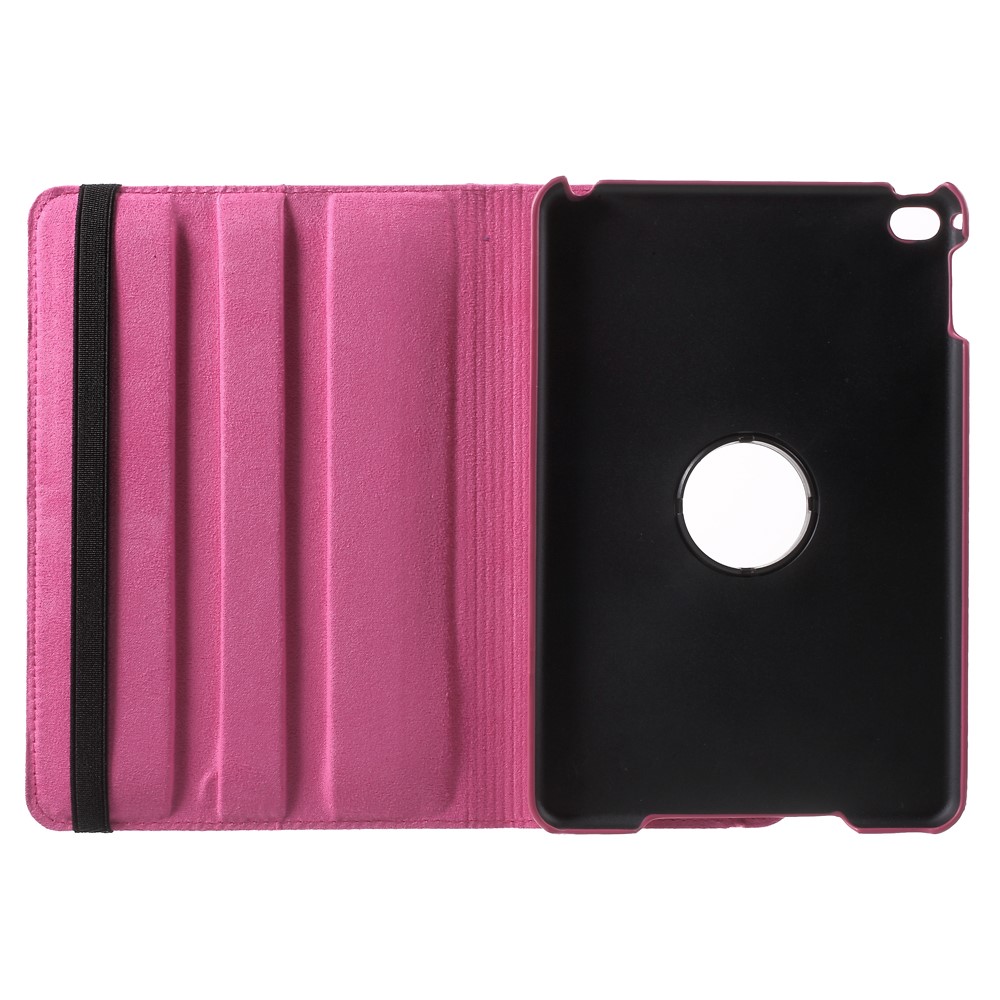 Para IPad Mini 4 Lychee 360-Rotation Stand Couro Tablet Capa - Rosa-6