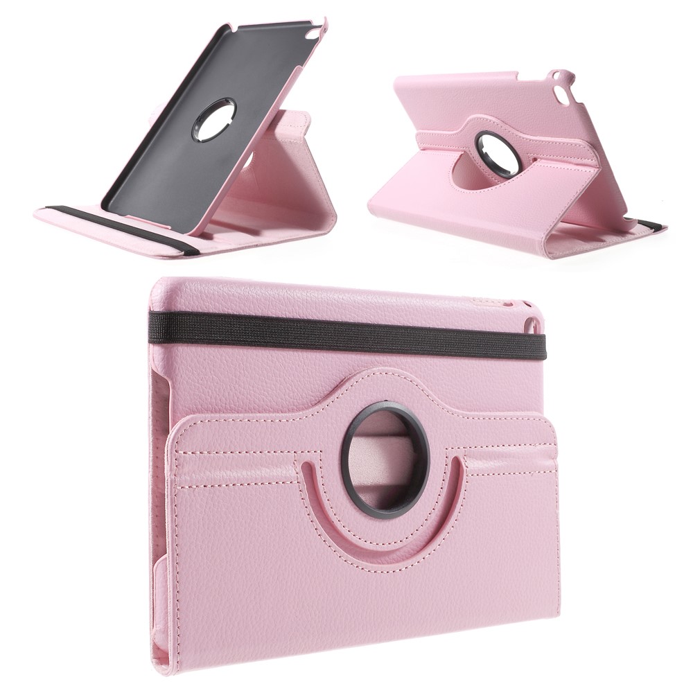 360-degree Rotating Stand Lychee Leather Case for iPad mini 4 - Pink-1