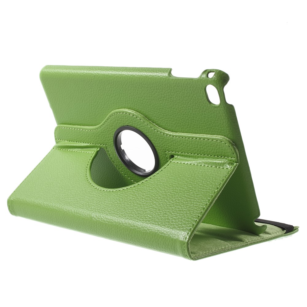 For iPad mini 4 Lychee 360-Rotation Stand Leather Case Accessory - Green-4