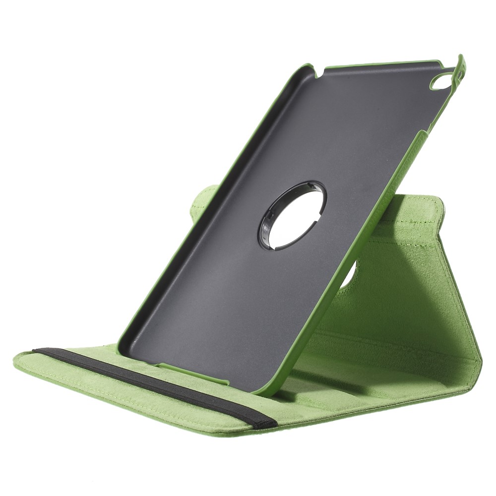 For iPad mini 4 Lychee 360-Rotation Stand Leather Case Accessory - Green-5