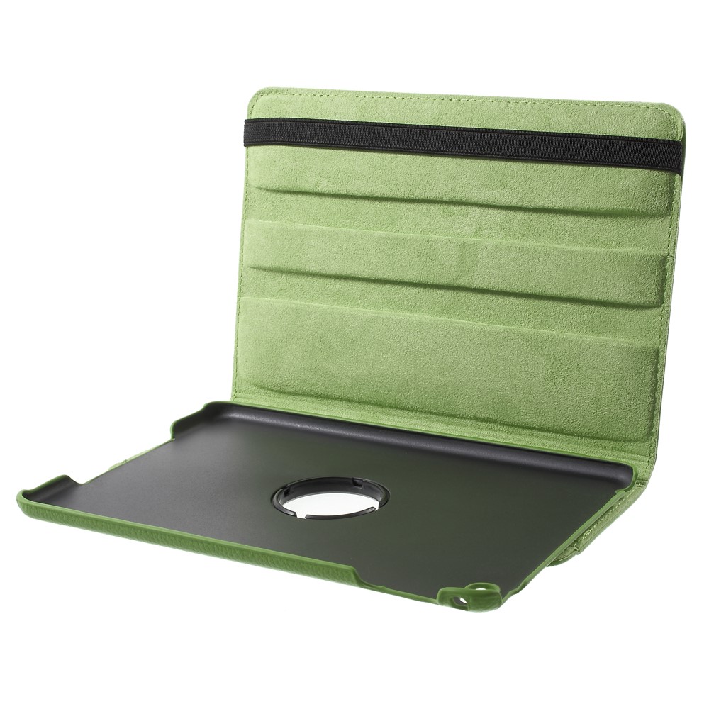For iPad mini 4 Lychee 360-Rotation Stand Leather Case Accessory - Green-7