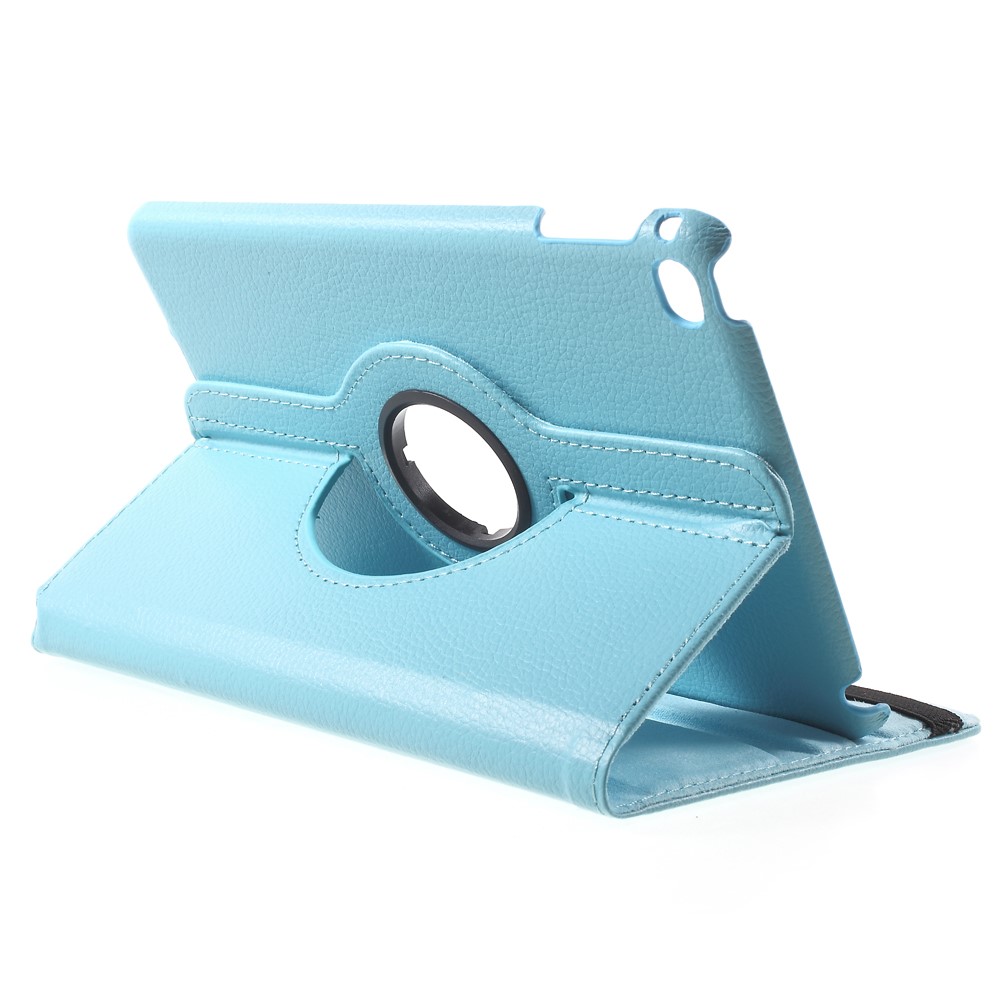 For iPad mini 4 Lychee 360-Rotation Stand Leather Shell Case - Baby Blue-4